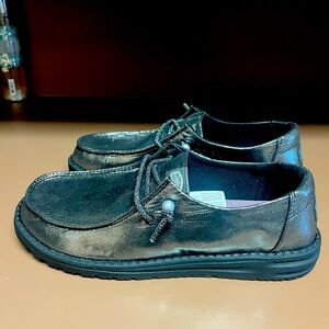 New Black Metallic Hey Dudes